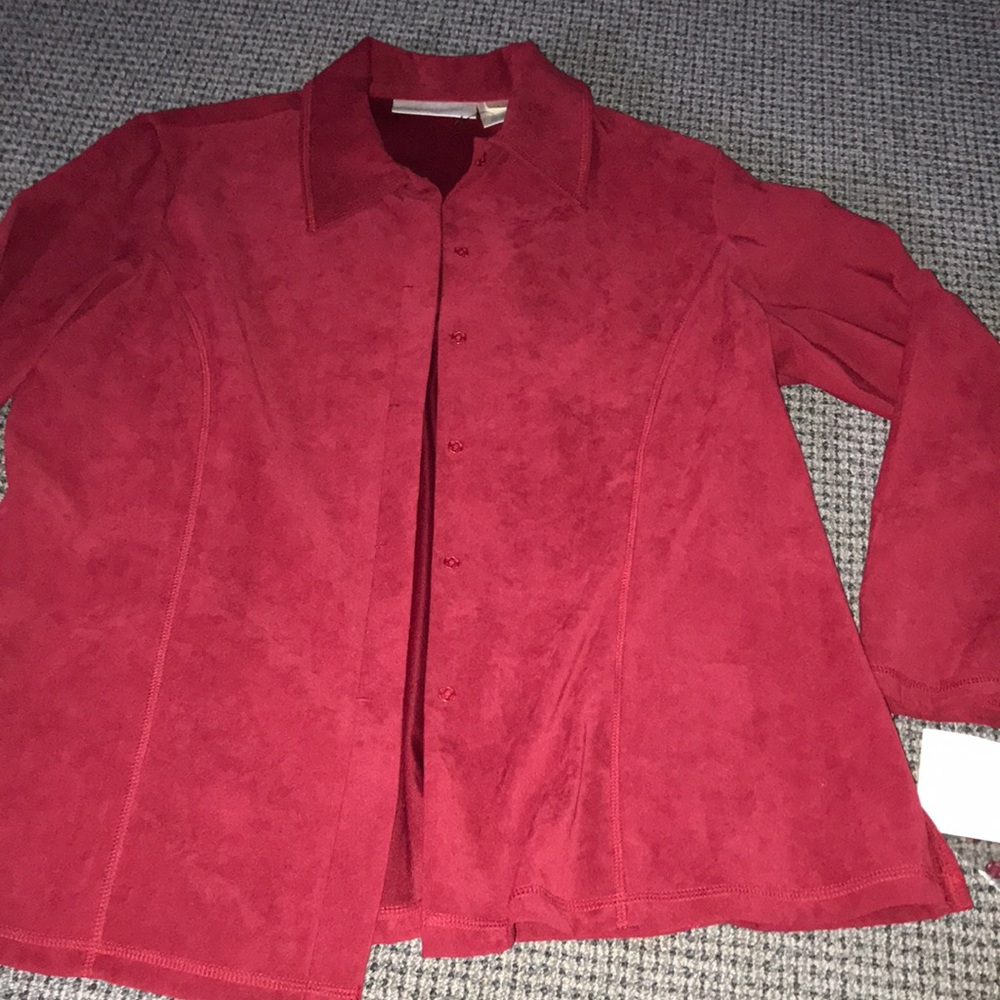 Susan Bristol Red Button-Front Jacket - Picture 2 of 7